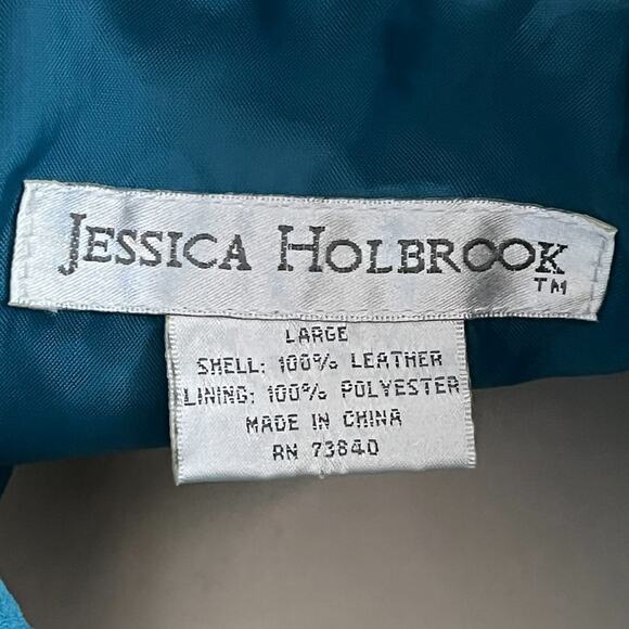 VTG JESSICA HOLBROOK Washable Suede Button Front Blazer Coat in Teal Blue SZ L - Picture 8 of 11